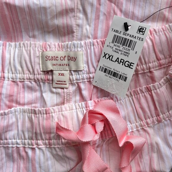 State of Day Women's Pink & White Striped Poplin Boxer Sleep Shorts Pajamas NWT - Picture 9 of 9